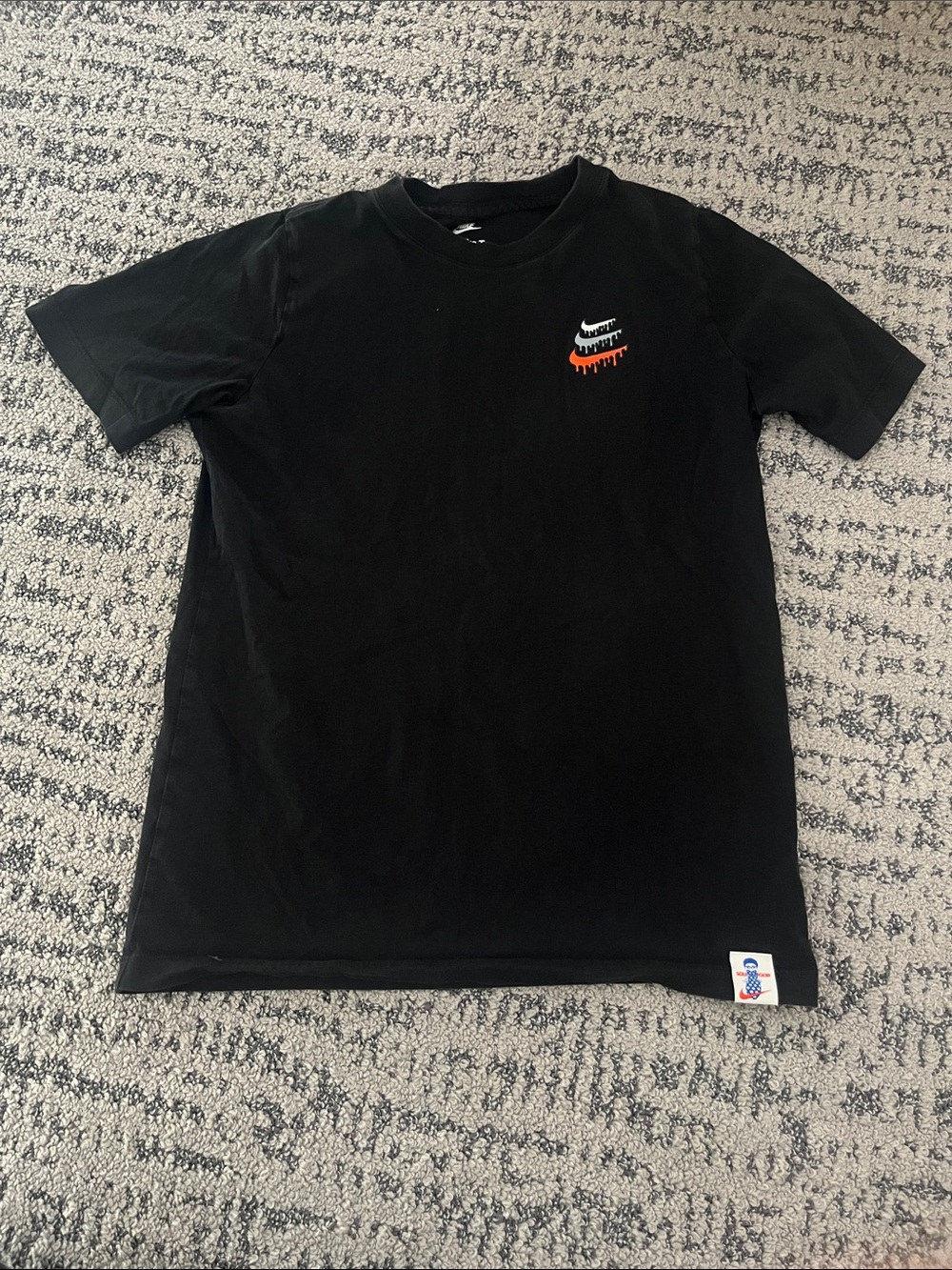 Nike Black Short-Sleeve Tee with Drip Swoosh Detail